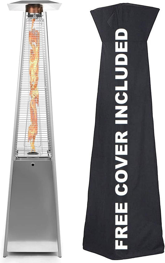 Avenlur Pyramid Propane Heater - 48,000 Btu, Portable, Outdoor & Patio Heater, Stainless Steel, With Wheels & Protective Cover
