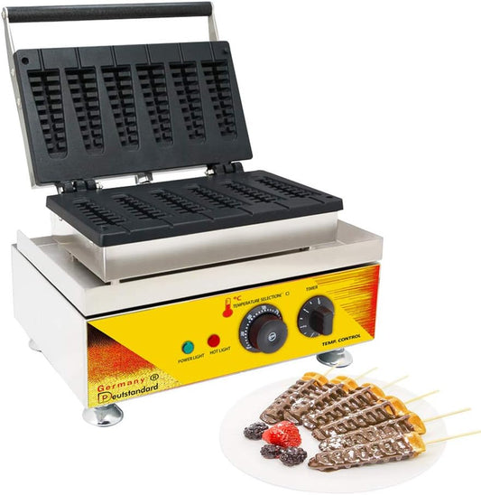 NicoPower Waffle Stick Maker | Electric Stick Waffle Iron | Christmas Tree Waffles Machine | Stainless Steel | 110V (6 Small Waffles)
