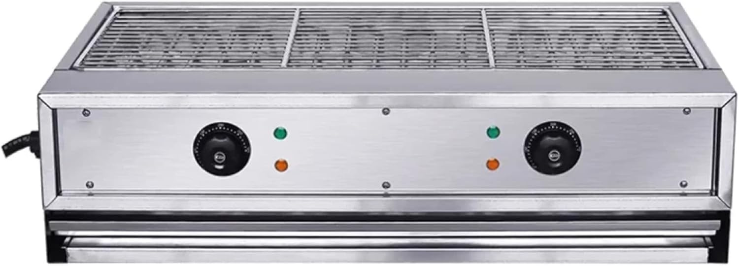 Commercial Stainless Steel Electric Griddle Grill/Smokeless Barbecue Oven with Adjustable Thermostatic Control for Grilled Cheese, Bacon, Sausage