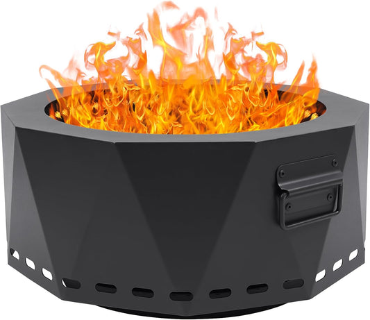 Smokeless Fire Pit Outdoor- 20 Inch Low Smoke Metal Fire Pits & Fireplaces for Outside with Carry Bag, Smokeless Wood Stove for Camping, Patio, Backyard, Garden, Picnic-L