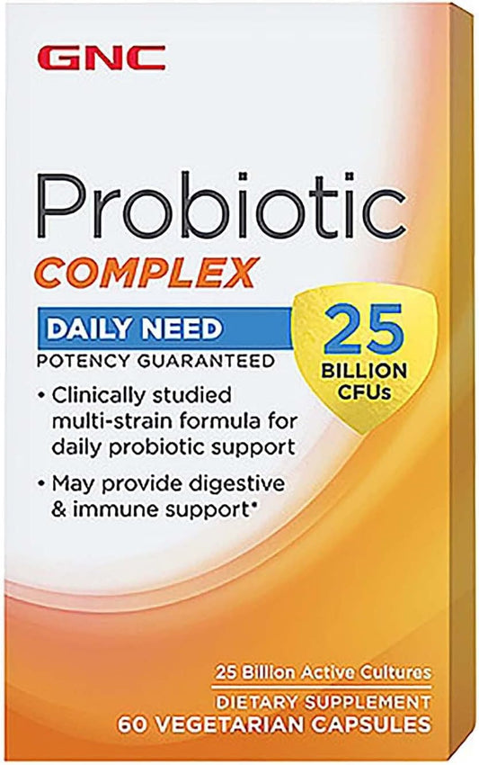 GNC Probiotic Complex with- 25 Billion CFUs, 60 Capsules, Daily Probiotic Support