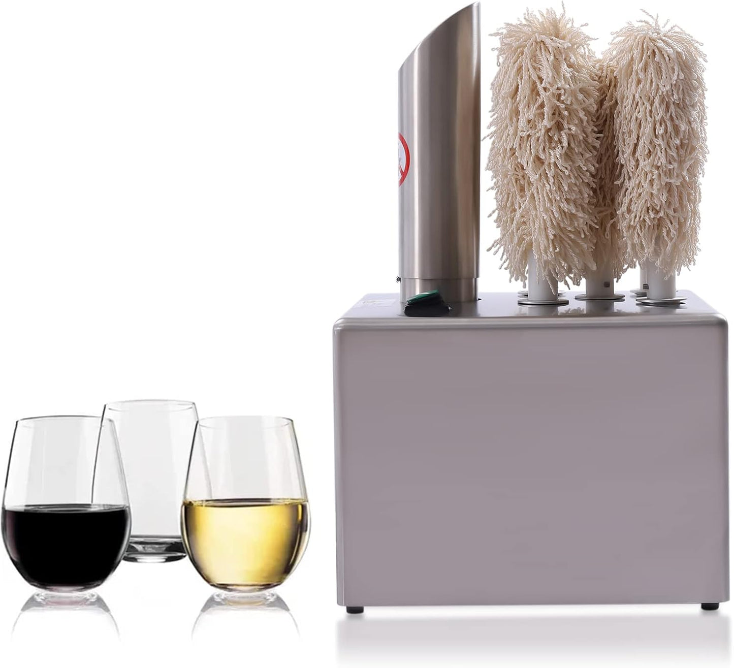 Kitchen Electric Wine Glass Polisher, 110V Commercial Wine Glass Polisher Machine with 5 Wines Glass Cleaning Brusher Glasses Polisher for Goblets with Diameter of 3 inches or Less 330 Glasses/hour