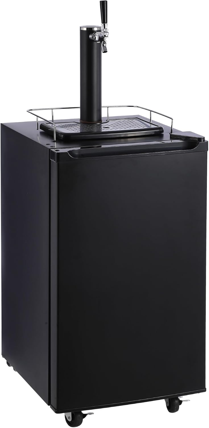 Beer Kegerator ， 97L Large Stainless Steel Capacity Beer Cooler，Draft Beer Dispenser， with Adjustable Thermostat, Drip Tray 、 Rail