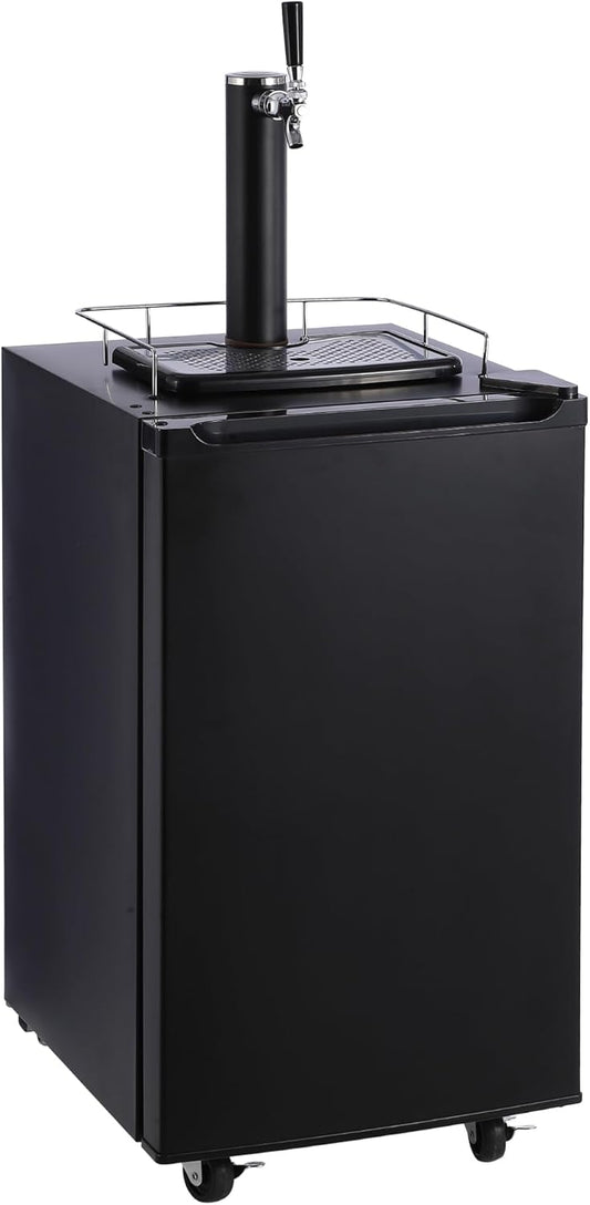 Beer Kegerator ， 97L Large Stainless Steel Capacity Beer Cooler，Draft Beer Dispenser， with Adjustable Thermostat, Drip Tray 、 Rail