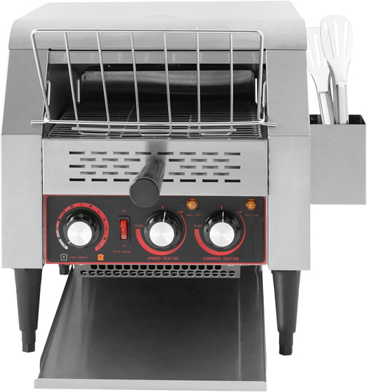 300 Slices/Hour Commercial Conveyor Toaster, 1900W Stainless Steel Heavy Duty Industrial Toasters w/ 3 Heating Mode Heating Tubes & 7 Speeds, Countertop Electric Restaurant Equipment