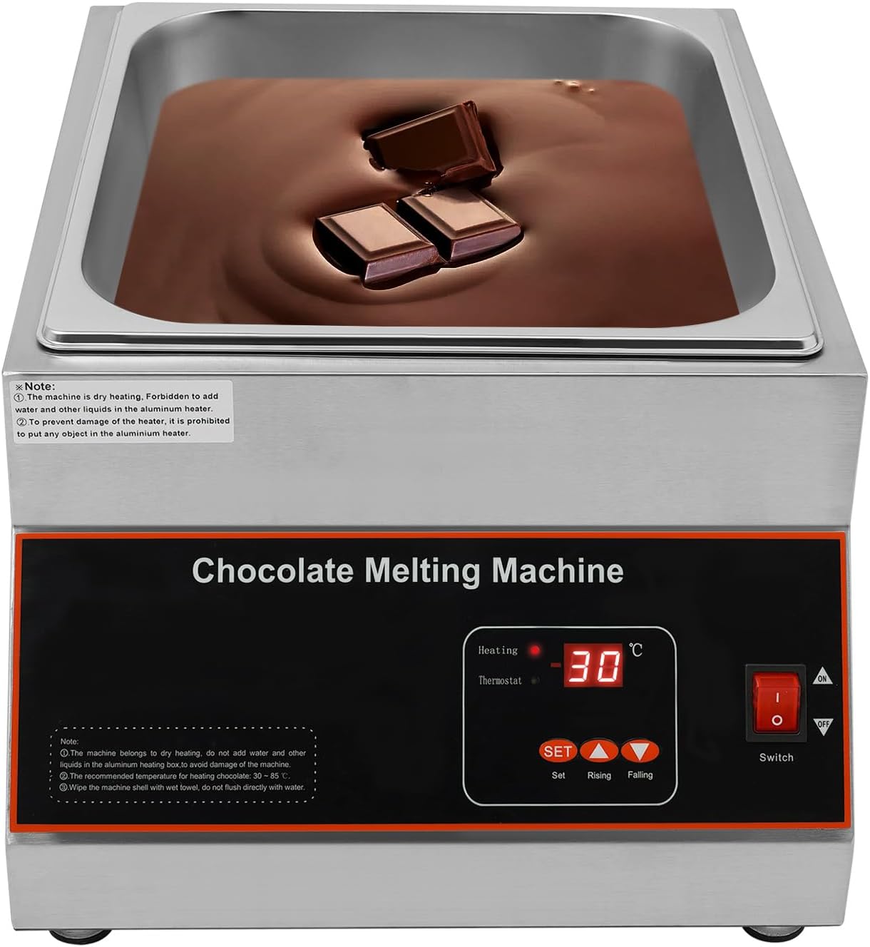 Chocolate Melting Machine, 500W Chocolate Melting Pot, 26.46 Lbs Capacity Electric Chocolate Melter with Adjustable Temperature for Hotels Restaurants Bakeries