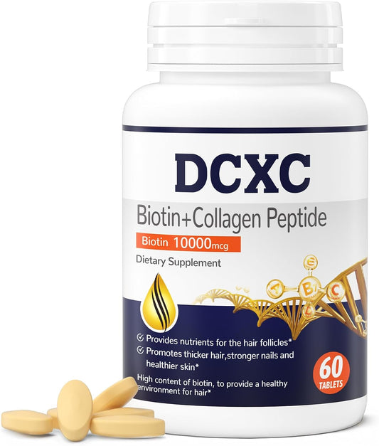 Biotin Collagen Supplement,Supports Healthy Hair, Skin and Nails, biotin Collagen peptide,60 Tablets, one Bottle