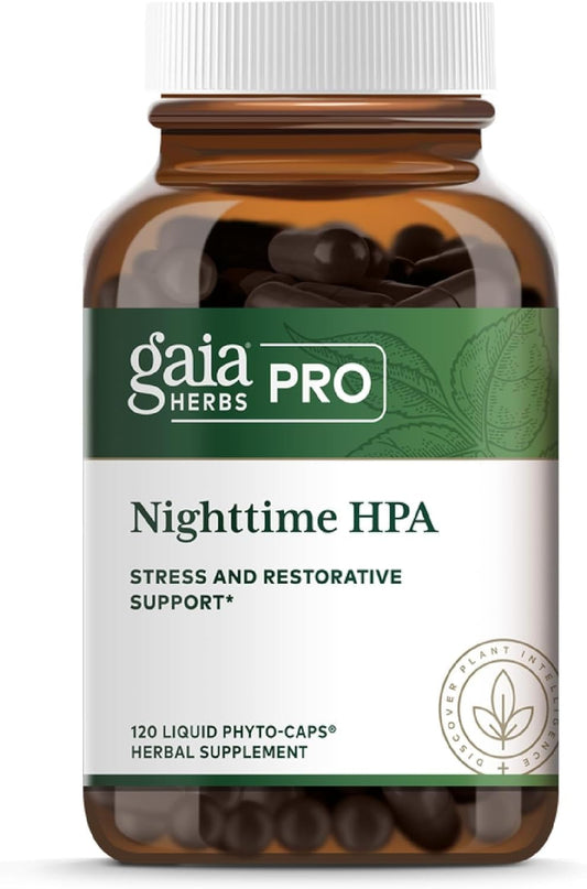 Gaia Herbs Pro Nighttime HPA - Restorative & Healthy Sleep Support Supplement* - Relaxation Support Supplement* with Ashwagandha Root Extract & Cordyceps Mushroom - 120 Liquid Phyto-Caps (60 Servings)