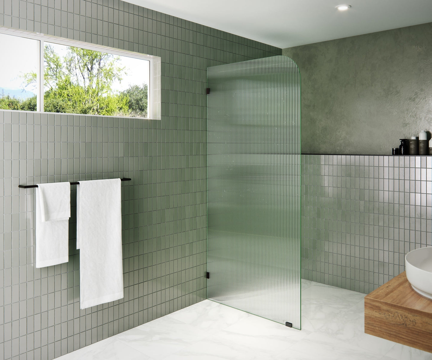 Glass Warehouse Aurora Oil Rubbed Bronze 34-in W x 78-in H Frameless Tempered Glass Fixed Shower door
