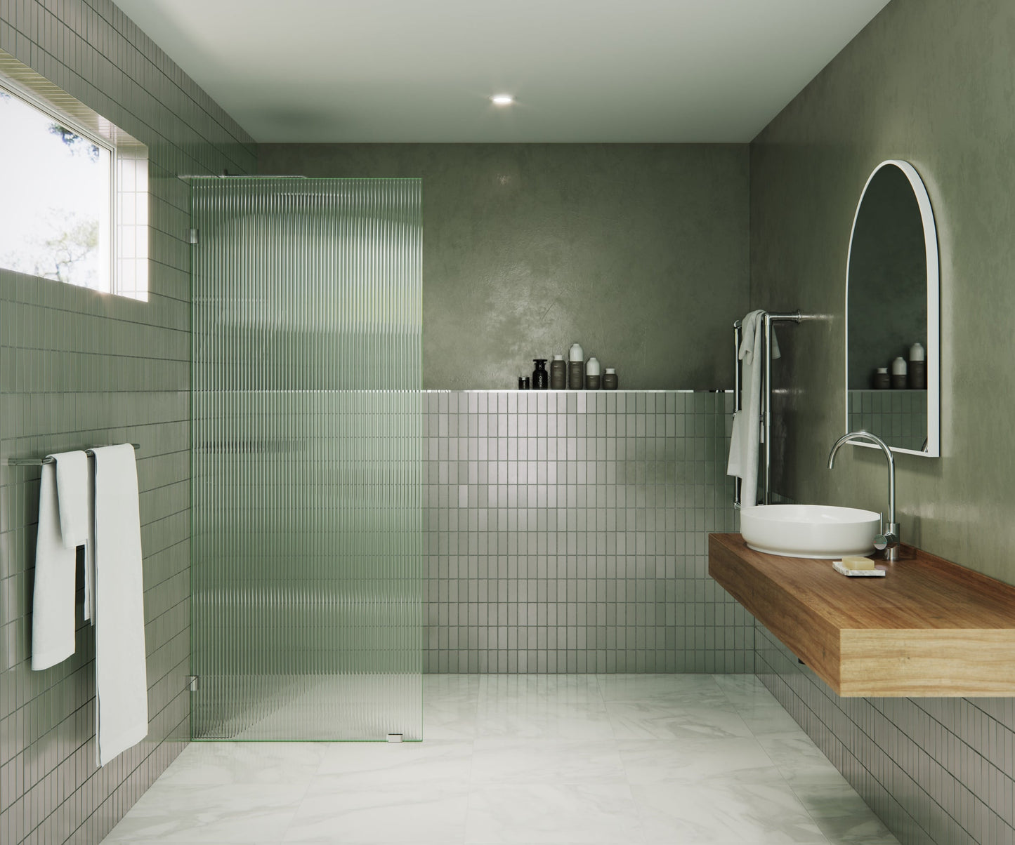 Glass Warehouse Gaia Polished Chrome 32-in x 78-in Frameless Fixed Shower Door