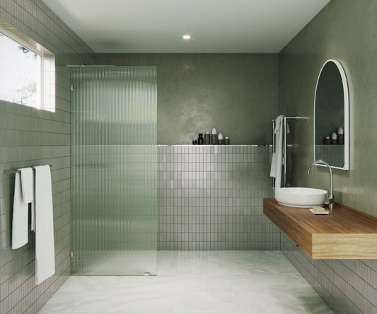 Glass Warehouse Gaia Polished Chrome 32-in x 78-in Frameless Fixed Shower Door