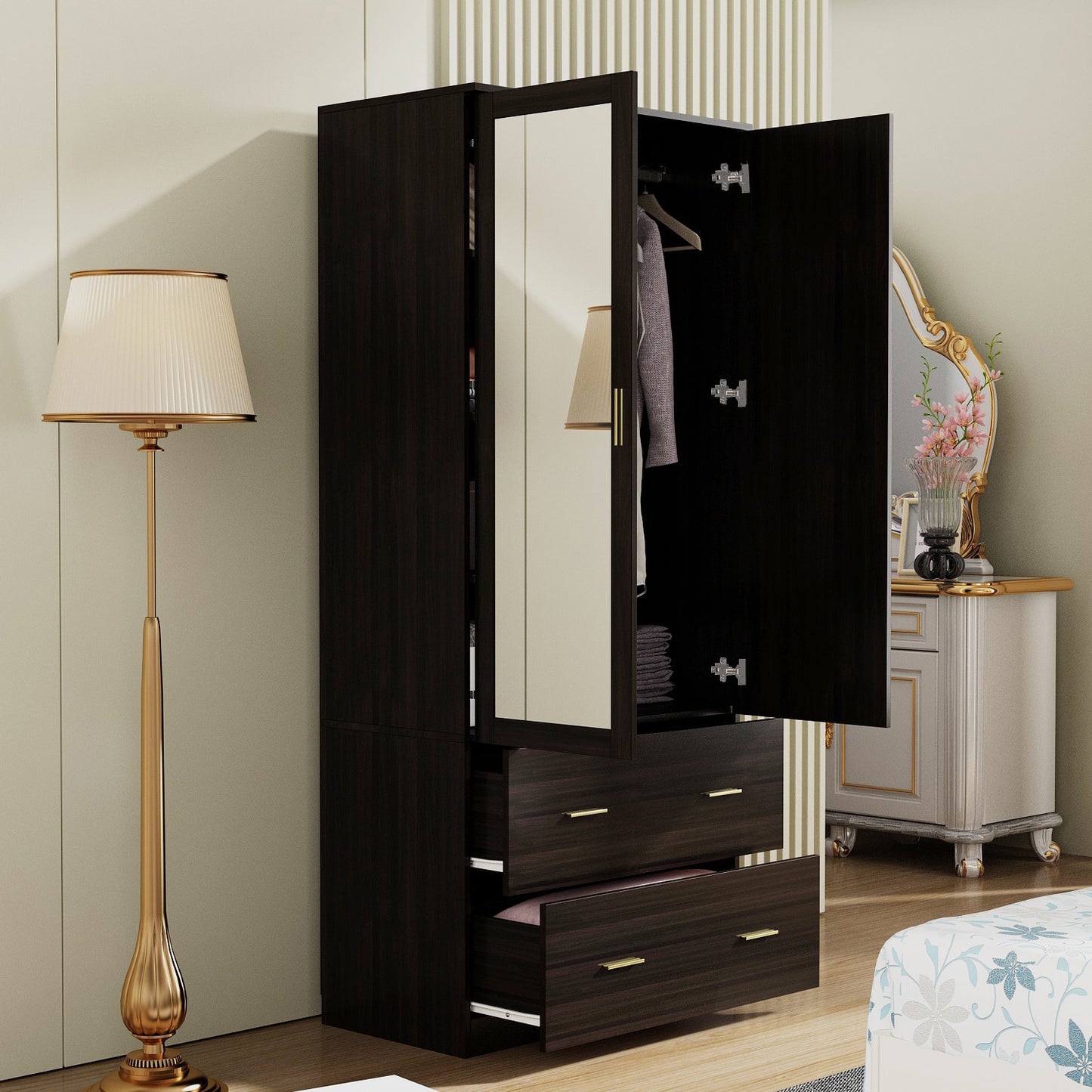 FUFU&GAGA Dark Brown Armoire