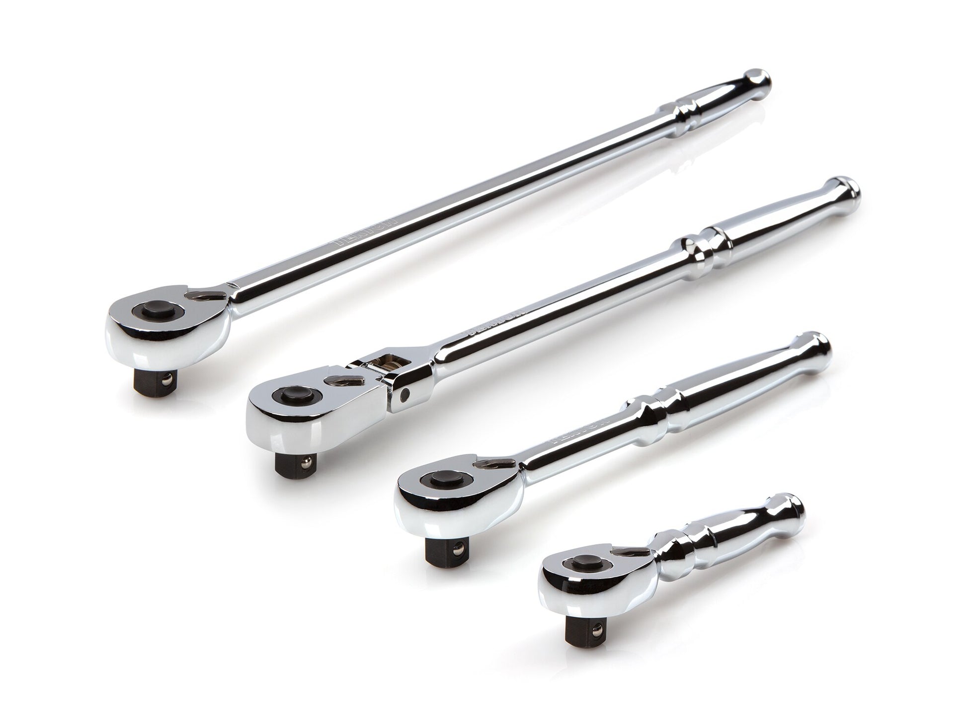 TEKTON 4-Piece 90-Tooth 3/8-in Drive Full Polish Handle Flexible Head Ratchet Set SRH99112