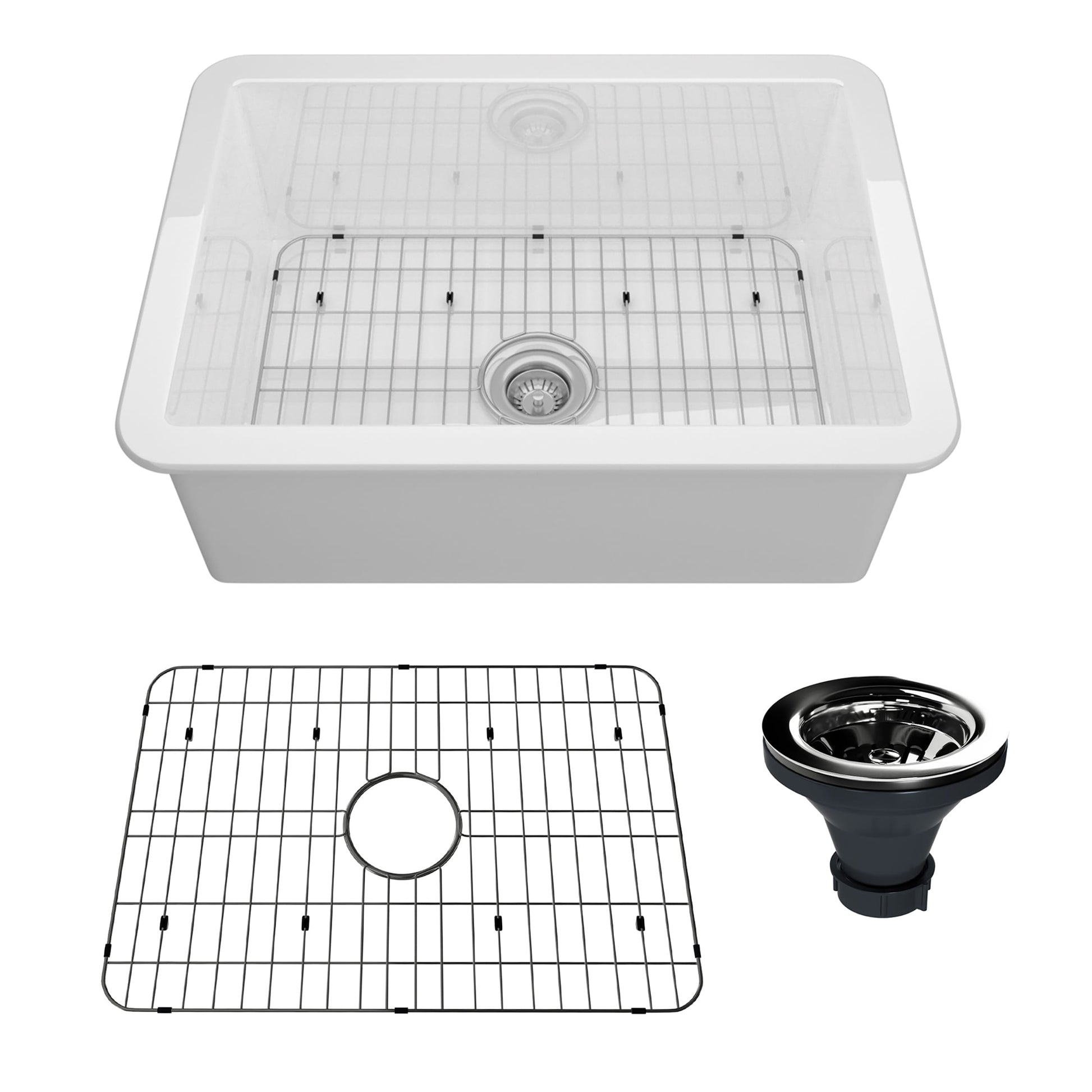 CASAINC Undermount 26.65-in x 18.77-in Fireclay Single bowl Kitchen Sink