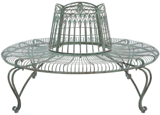 Safavieh Ally 60.3-in W x 33.75-in H Antique Green Iron Garden Bench