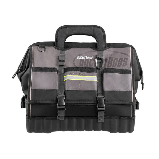 Bucket Boss 18" HV PRO DROP BOTTOM Grey, Black Polyester 18-in Zippered Tool Bag 68118-HV