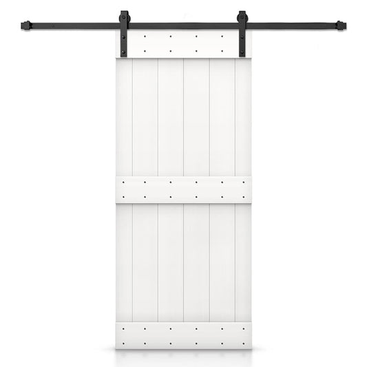 CALHOME 32-in x 84-in White Knotty pine Wood Solid core Single Barn Door (Hardware Included)