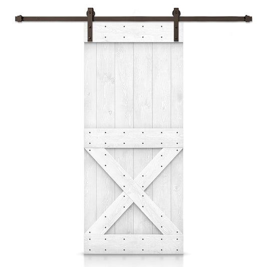 CALHOME 42-in x 84-in White Pine Wood Solid core Single Barn Door (Hardware Included)