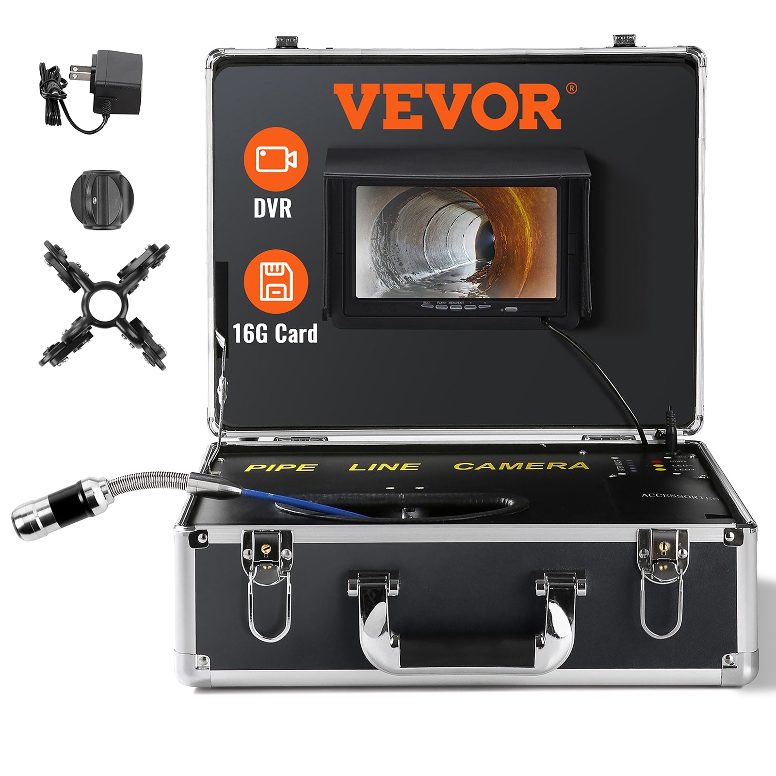 VEVOR Sewer Camera Pipe Inspection Camera 7-inch 480p Screen Pipe Camera 66ft LXKXSGDNKJ720USJJV1