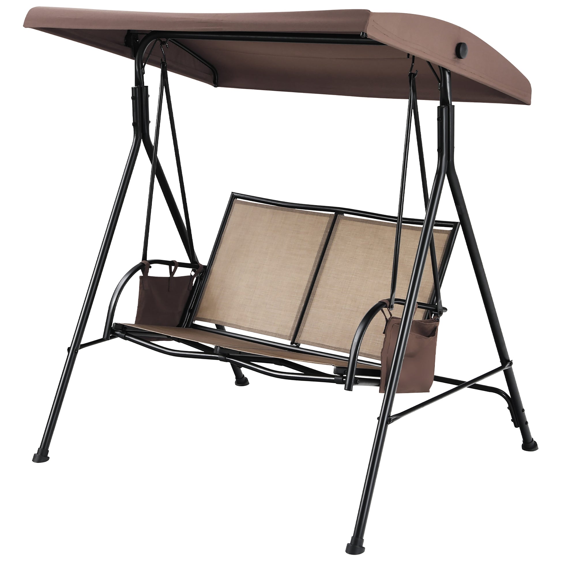Costway 2 -person Brown Steel Outdoor Swing
