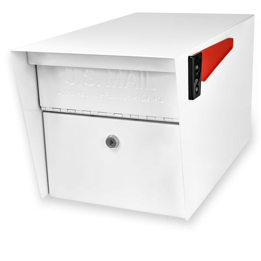 Mail Boss Post Mount White Metal Extra Large Lockable Mailbox 7509