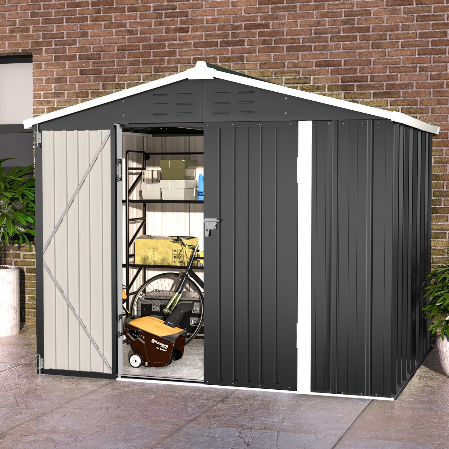 UDPATIO 8-ft x 6-ft Metal Shed Galvanized steel Metal Storage Shed