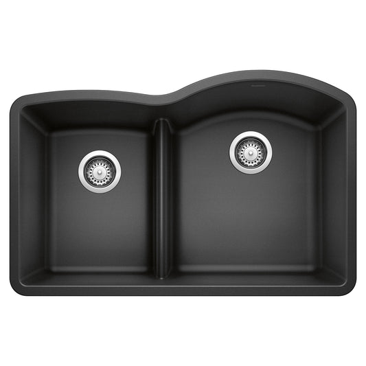 BLANCO Diamond Silgranit Undermount 32-in x 21-in Granite Double offset bowl Kitchen Sink