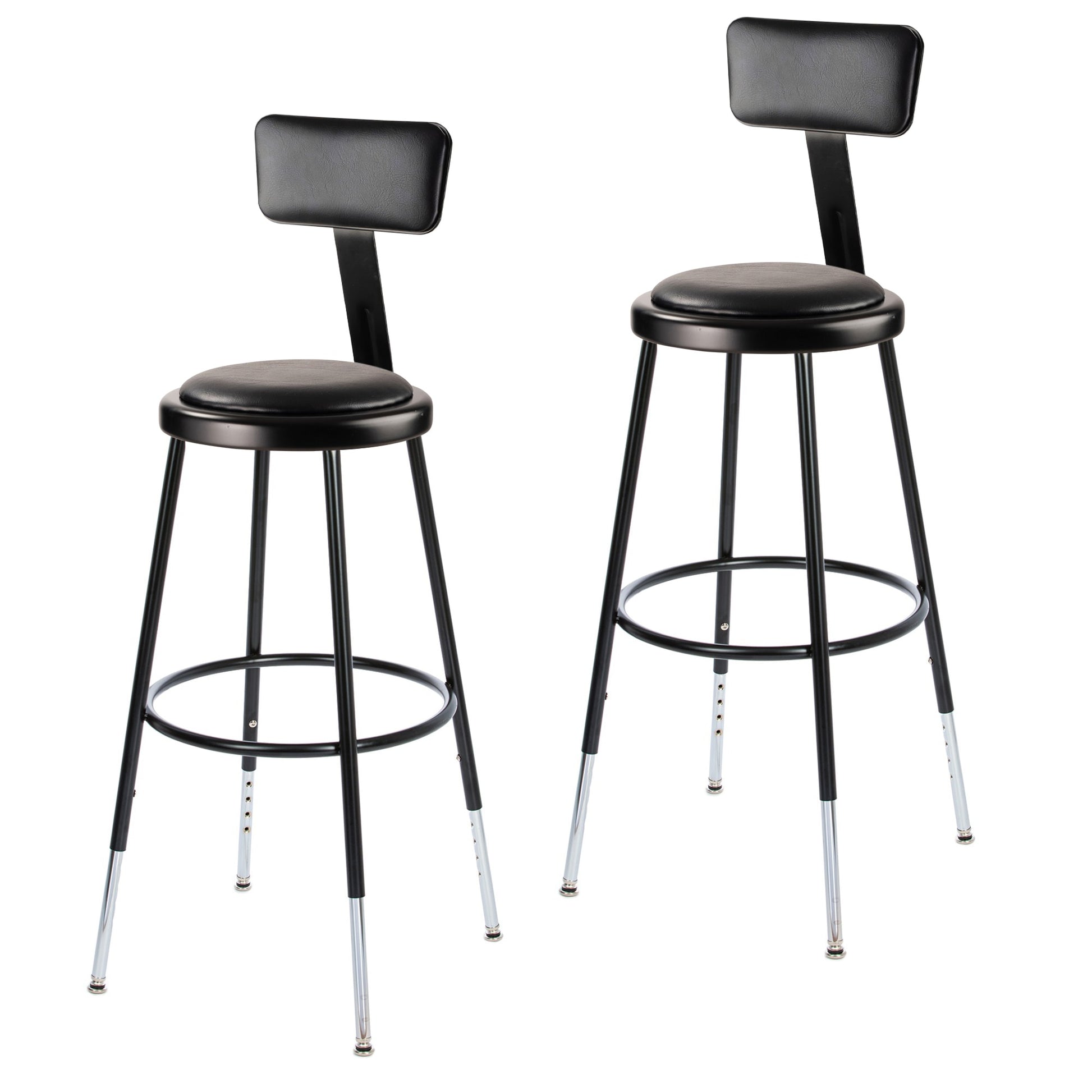Hampden Furnishings Otto 24-inch Padded Work Seat with Backrest, 300 lbs. Weight Capacity, Black, Set of 2 HMD6400BBK-HB/2