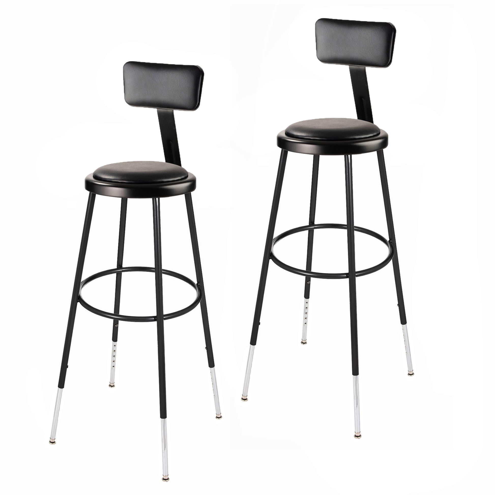 Hampden Furnishings Otto 30-inch Padded Work Seat Stool with Backrest, 300 lbs. Weight Capacity, Black, Set of 2 HMD6400CBK-HB/2