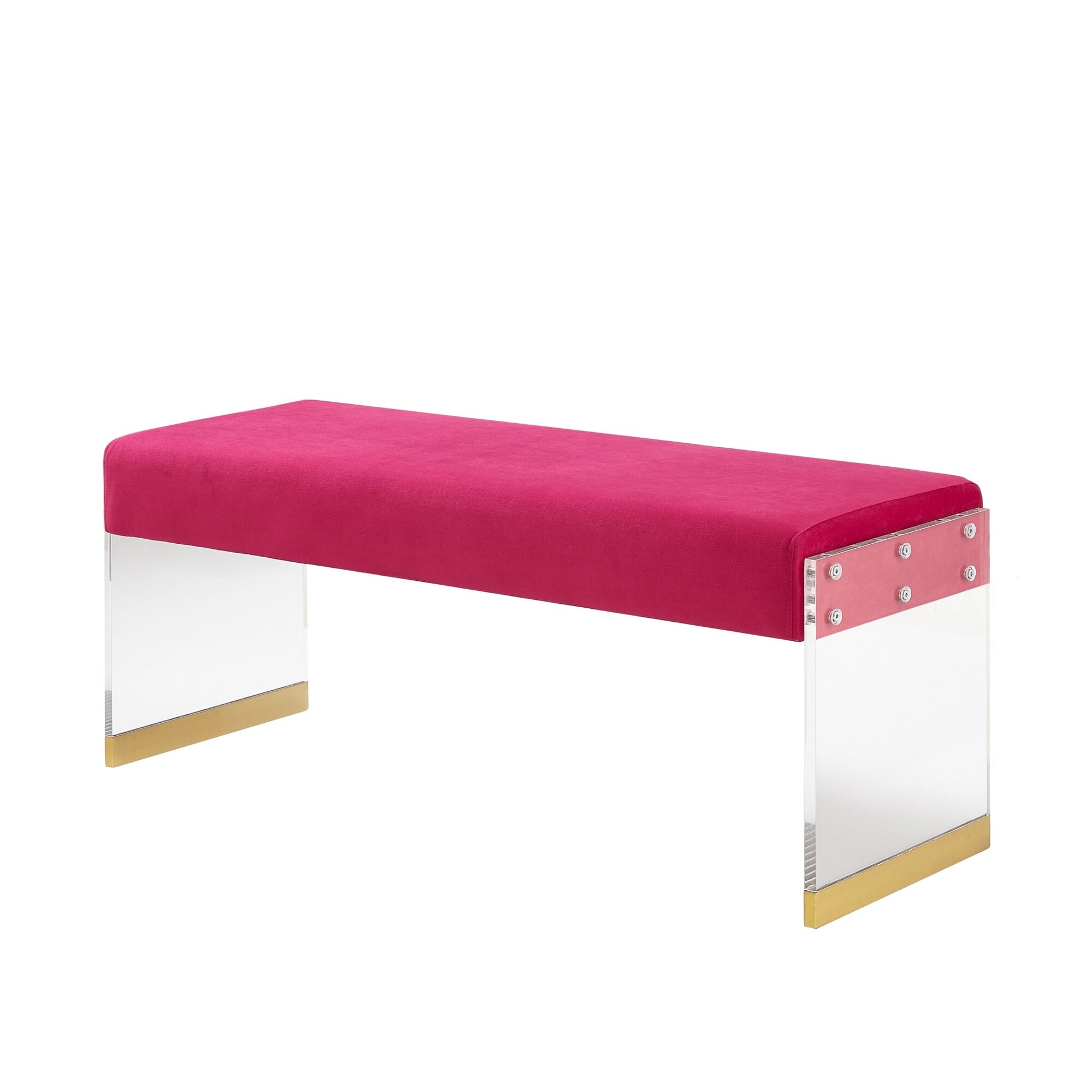 Nicole Miller Zavion Modern Fuchsia/Gold Accent Bench 42.2-Inches x 14.6-Inches x 17.7-Inches