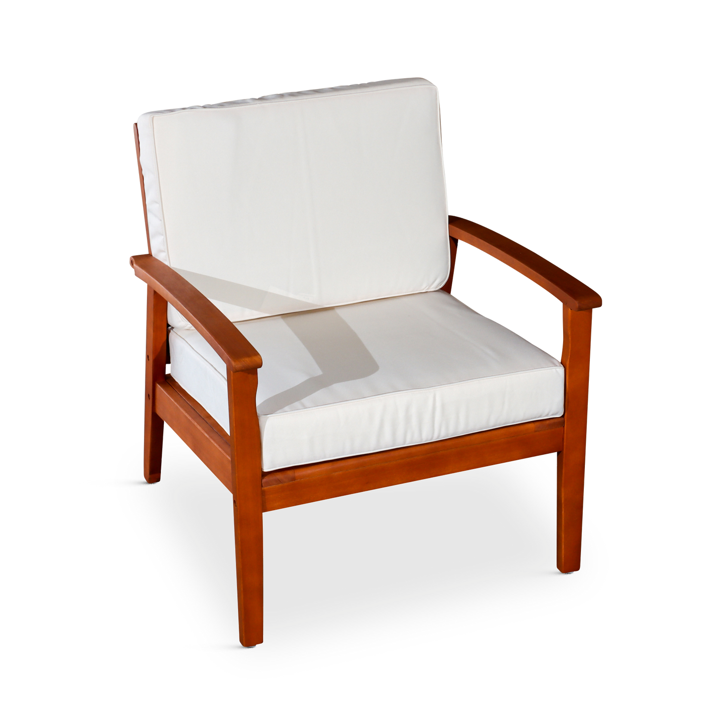 Flynama Natura Wood Frame Stationary Conversation Chair with Off-white Cushioned Seat