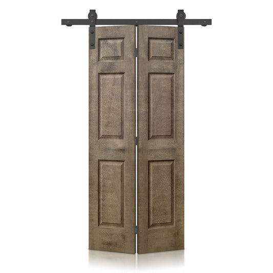 CALHOME 24-in x 80-in Vintage Brown MDF Hollow core Single Barn Door (Hardware Included)