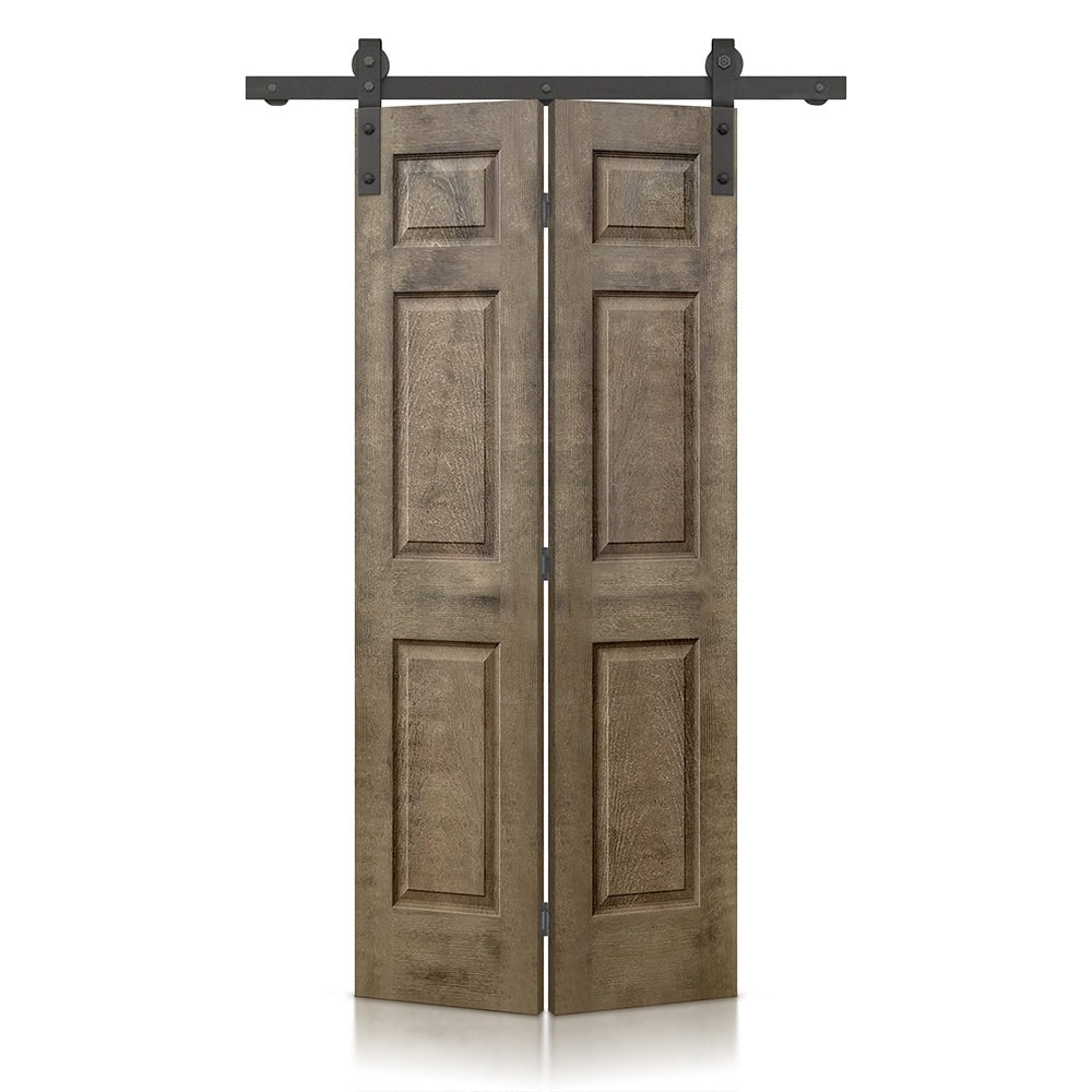 CALHOME 36-in x 80-in Vintage Brown MDF Hollow core Single Barn Door (Hardware Included)