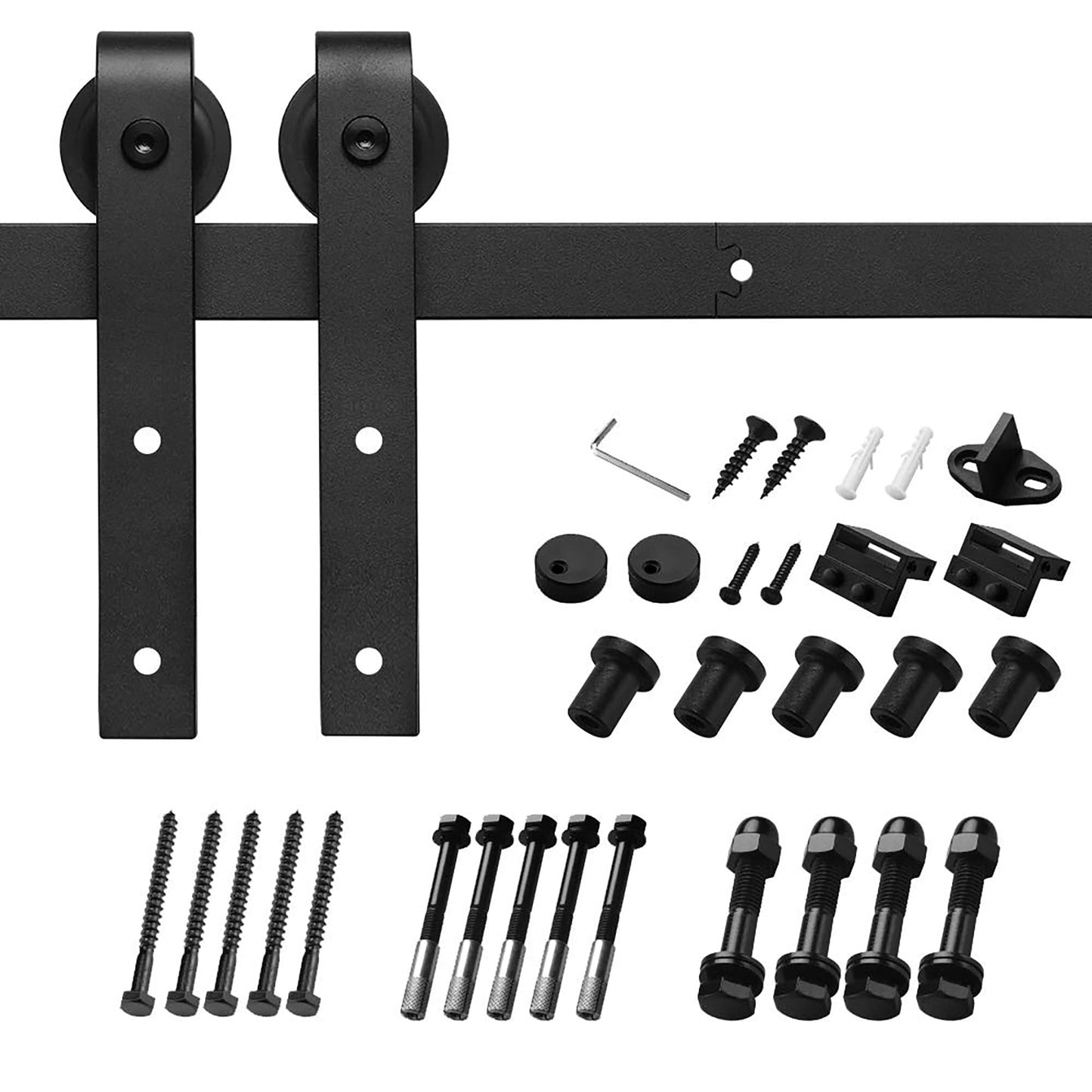 Clihome 48-in Matte Black Indoor/Outdoor J-strap Single Barn Door Hardware Kit X001SG7K27-LTC