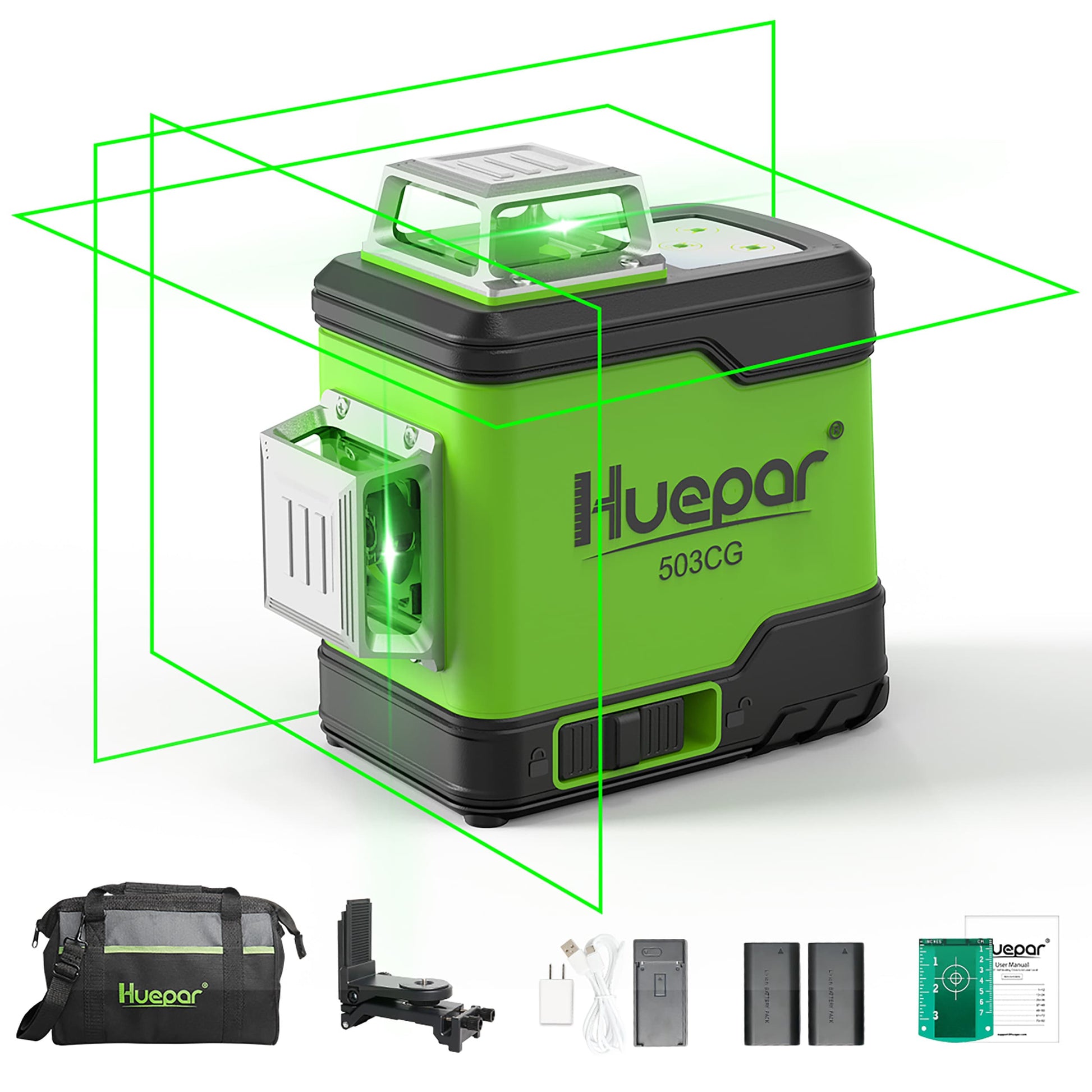 Huepar 200-ft Green Self-Leveling Cross-line Laser Level 503CG