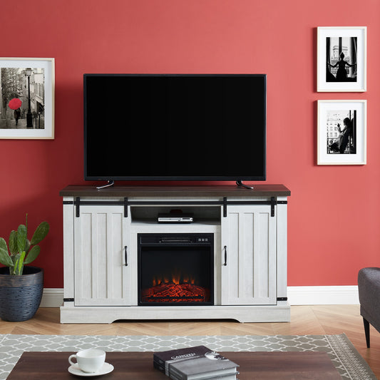 Clihome 54-in W Gray TV Stand with Fan-forced Electric Fireplace CL-CYTVS16-WHI