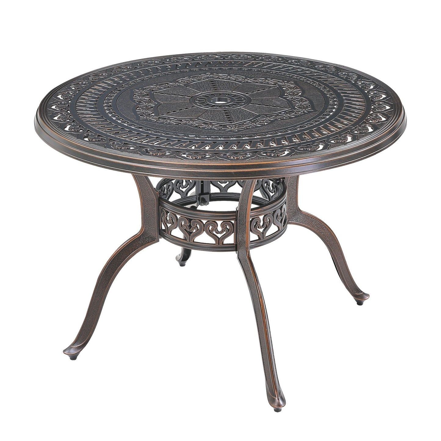 GZMR Patio Tables Round Outdoor Coffee Table 40.55-in W x 40.55-in L with Umbrella Hole