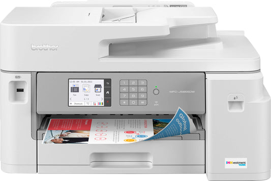 Brother - MFC-J5855DW INKvestment Tank All-in-One Inkjet Printer with up to 1-Year of Ink In-box - White/Gray
