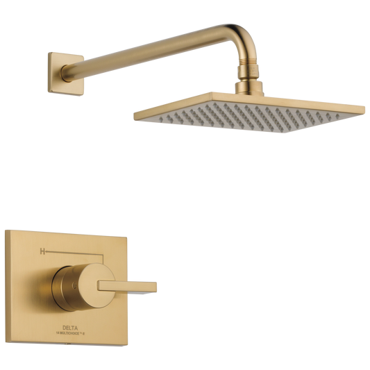 Delta Vero Champagne Bronze 1-handle Single function 5.7-in Square Shower Faucet