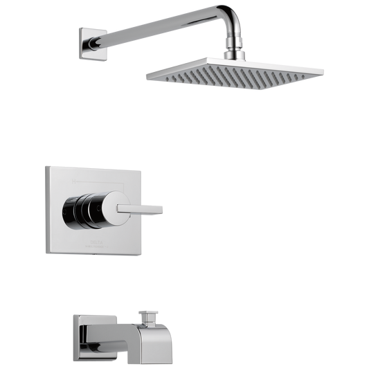 Delta Vero Chrome 1-handle Single function 8.6560-in Square Bathtub and shower Faucet with Valve