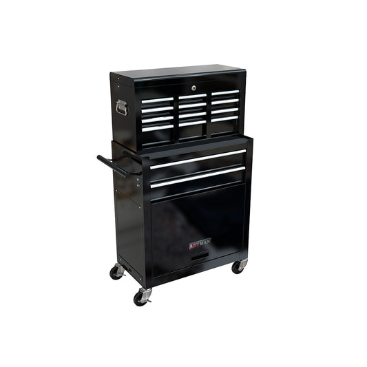 Runesay Top Tool Chests 13-in W x 42.8-in H 8-Drawer Steel Tool Chest (Black) TOOBOX-07