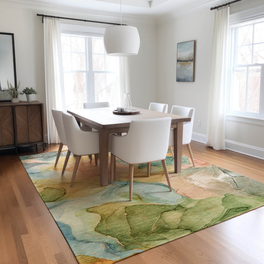 Addison Rugs Chantille ACN504BU 10 x 14 (ft) Blue Rectangular Indoor/Outdoor Abstract Machine washable Area rug