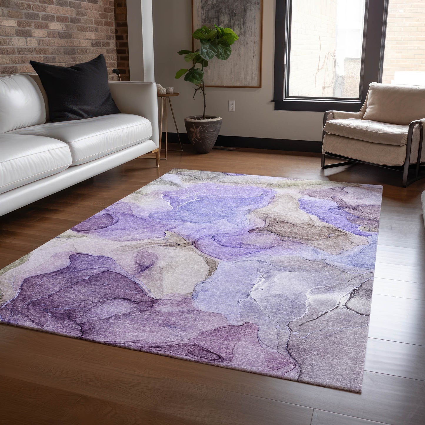 Addison Rugs Chantille ACN504PP 10 x 14 (ft) Purple Rectangular Indoor/Outdoor Abstract Machine washable Area rug