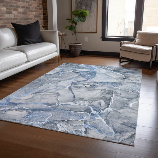 Addison Rugs Chantille ACN519BU 10 x 14 (ft) Blue Rectangular Indoor/Outdoor Abstract Machine washable Area rug