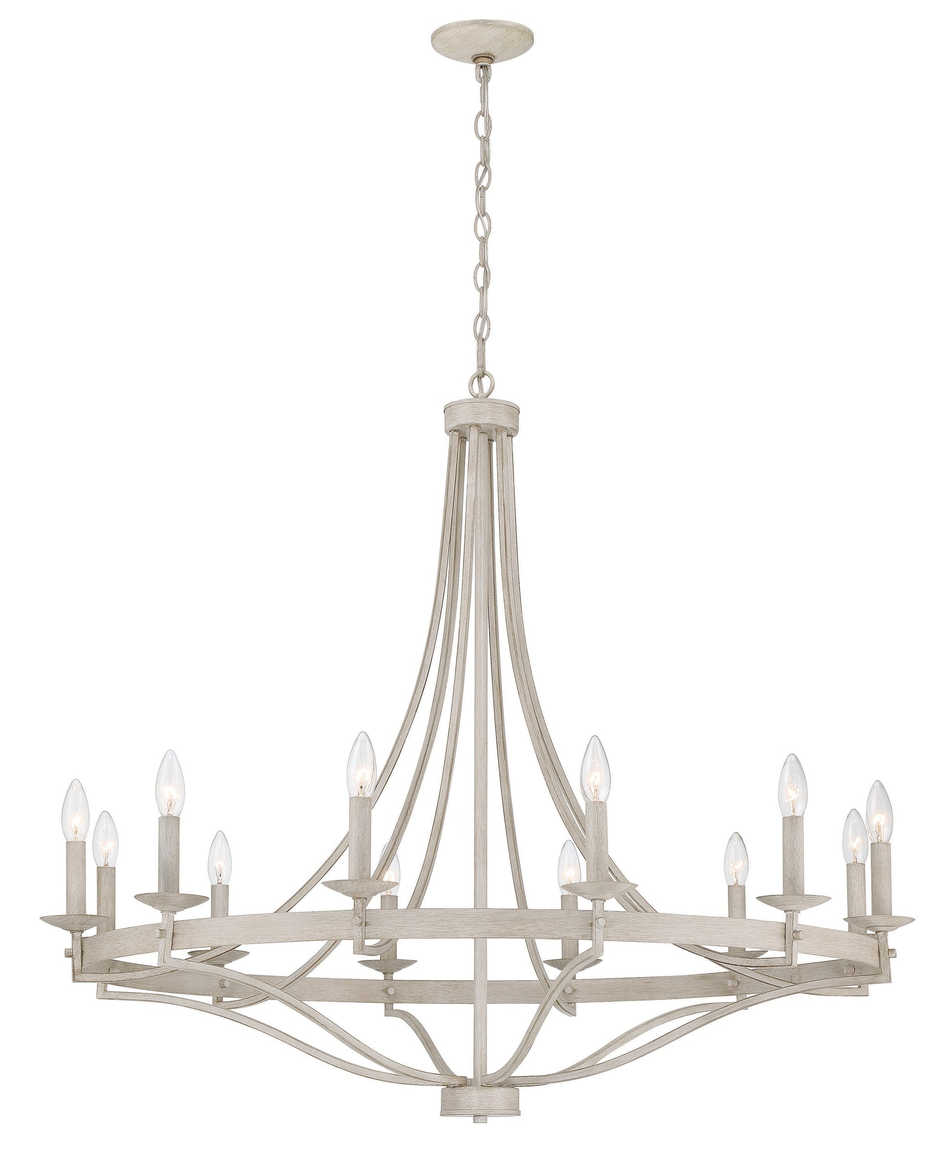 ACROMA Chanton 12 -Light Matte Off-white Farmhouse Bare bulb For Use in Bedrooms, Dining Rooms, Foyers, Kitchens, Living Rooms Chandelier