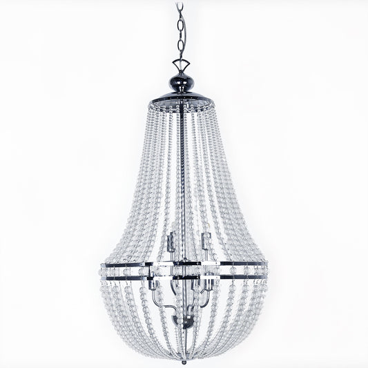 Dainolite Dawson 6 -Light Polished Clear Transitional For Use in Bathrooms, Bedrooms, Dining Rooms, Foyers, Kitchens, Living Rooms Chandelier