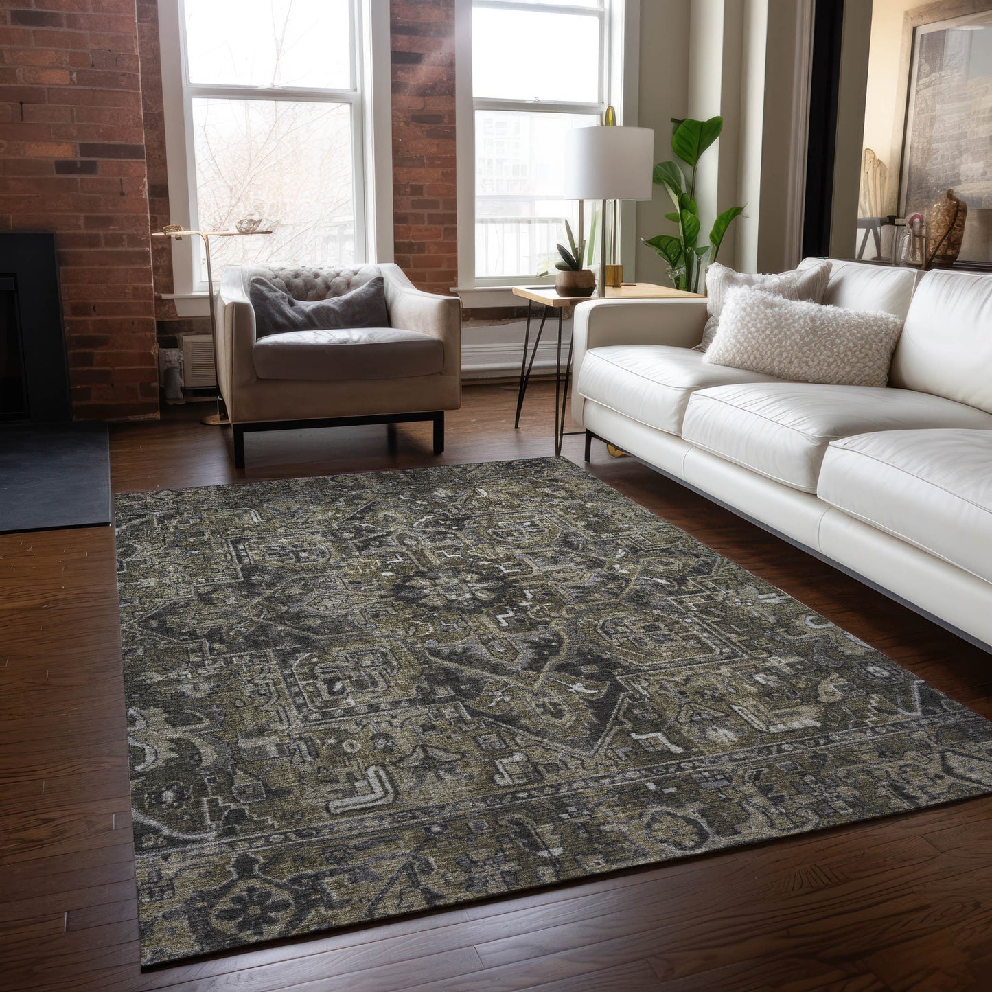 Addison Rugs Chantille ACN570TP 9 x 12 (ft) Taupe Rectangular Indoor/Outdoor Geometric Oriental Machine washable Area rug
