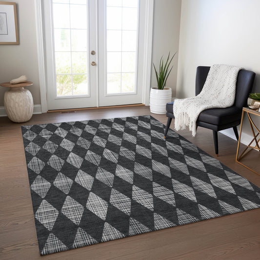 Addison Rugs Chantille ACN578CC 8 x 10 (ft) Charcoal Rectangular Indoor/Outdoor Geometric Machine washable Area rug