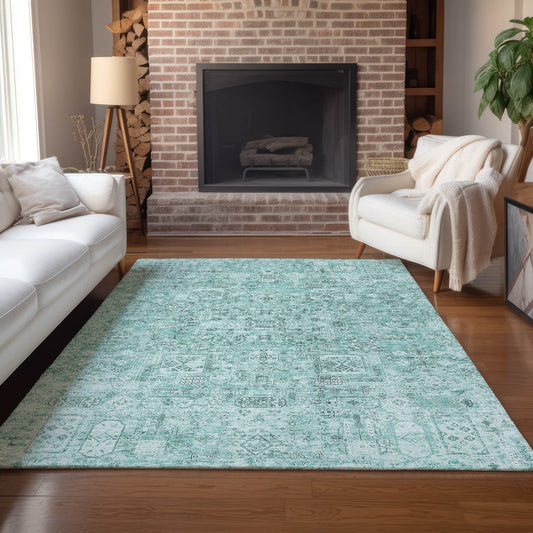 Addison Rugs Chantille ACN611TE 9 x 12 (ft) Teal Rectangular Indoor/Outdoor Abstract Machine washable Area rug