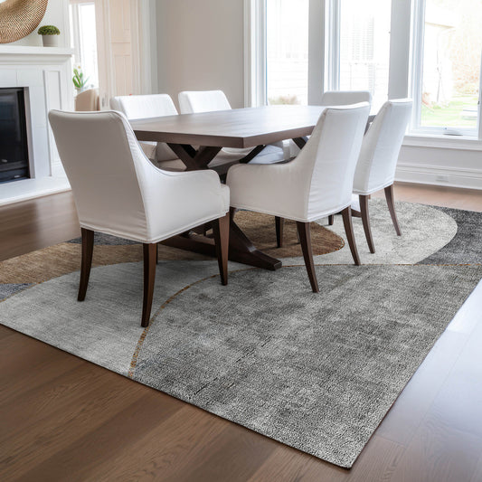 Addison Rugs Chantille ACN633GY 9 x 12 (ft) Gray Rectangular Indoor/Outdoor Geometric Machine washable Area rug